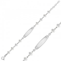 Gümüş Çiçek Plaka Çocuk Bileklik Gümüş Çiçek Plaka Çocuk Bileklik