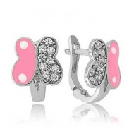 Gümüş Pembe Kelebek Çocuk Küpesi Gümüş Pembe Kelebek Çocuk Küpesi