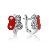 Gümüş Taşlı Kırmızı Kelebek Küpe Gümüş Taşlı Kırmızı Kelebek Küpe