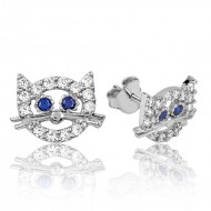 Gümüş Kedi Çivili Küpe Gümüş Kedi Çivili Küpe