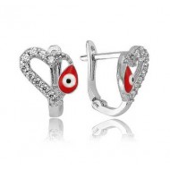 Gümüş Kırmızı Kalpli Çocuk Küpesi Gümüş Kırmızı Kalpli Çocuk Küpesi