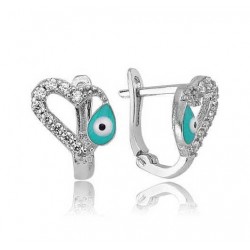 Gümüş Kalp Figürlü Çocuk Küpesi