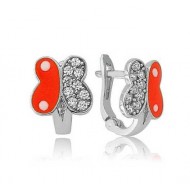 Gümüş Turuncu Kelebek Çocuk Küpesi Gümüş Turuncu Kelebek Çocuk Küpesi