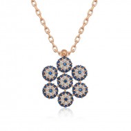 Gümüş Rose Çiçek Model Nazar Kolye