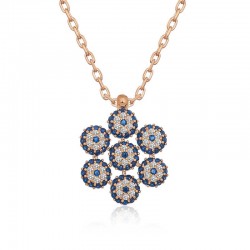 Gümüş Rose Çiçek Model Nazar Kolye Gümüş Rose Çiçek Model Nazar Kolye