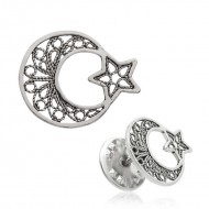 Gümüş Telkari Ay Yıldız Rozet Gümüş Telkari Ay Yıldız Rozet