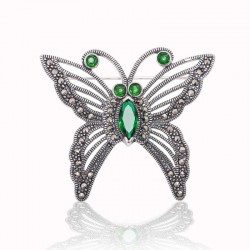 Gümüş Markazit Taşlı Kelebek Broş Gümüş Markazit Taşlı Kelebek Broş