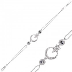 Gümüş Ay Yıldız Nazar Bayan Bileklik Gümüş Ay Yıldız Nazar Bayan Bileklik