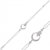 Gümüş Ay Yıldız Bayan Bileklik Gümüş Ay Yıldız Bayan Bileklik