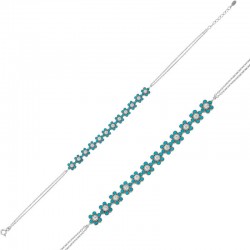 Gümüş Mavi Çiçek Bayan Bileklik Gümüş Mavi Çiçek Bayan Bileklik