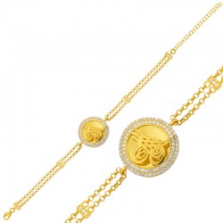 Gümüş Gold Tuğralı Bayan Bileklik Gümüş Gold Tuğralı Bayan Bileklik