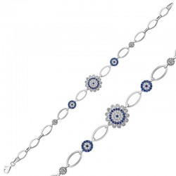 Gümüş Nazarlı Çiçek Bayan Bileklik Gümüş Nazarlı Çiçek Bayan Bileklik