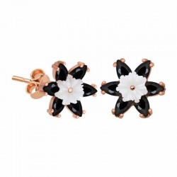 Gümüş Siyah Lotus Çiçeği Küpe Gümüş Siyah Lotus Çiçeği Küpe