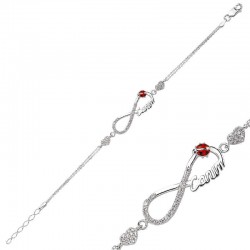 Gümüş Kalpli Sonsuzluk Canım Bayan Bileklik Gümüş Kalpli Sonsuzluk Canım Bayan Bileklik