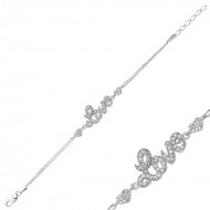 Gümüş Kalpli Love Yazılı Bayan Bileklik Gümüş Kalpli Love Yazılı Bayan Bileklik