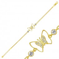 Gümüş Gold Kelebek Bayan Bileklik Gümüş Gold Kelebek Bayan Bileklik