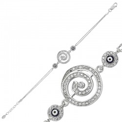 Gümüş Yuvarlak Nazarlı Bayan Bileklik Gümüş Yuvarlak Nazarlı Bayan Bileklik