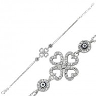 Gümüş Kalpli Yonca Bayan Bileklik