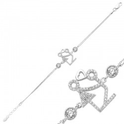 Gümüş Kalpli Çöp Adam Bayan Bileklik Gümüş Kalpli Çöp Adam Bayan Bileklik