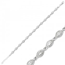 Gümüş Beyaz Taşlı Su Yolu Bayan Bileklik Gümüş Beyaz Taşlı Su Yolu Bayan Bileklik