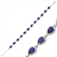 Gümüş Lacivert Taşlı Su Yolu Bayan Bileklik Gümüş Lacivert Taşlı Su Yolu Bayan Bileklik