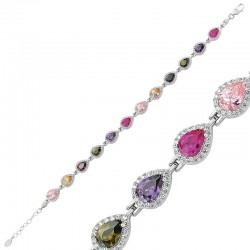 Gümüş Renkli Zirkon Taşlı Su Yolu Bileklik Gümüş Renkli Zirkon Taşlı Su Yolu Bileklik