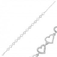 Gümüş Kalpli Bayan Bileklik