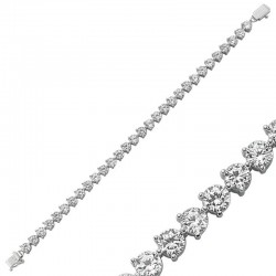 Gümüş Beyaz Taşlı Su Yolu Bayan Bileklik Gümüş Beyaz Taşlı Su Yolu Bayan Bileklik