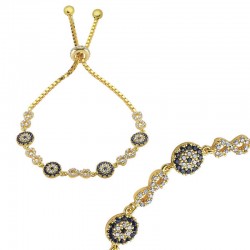 Gümüş Gold Nazarlı Sonsuzluk Bayan Bileklik Gümüş Gold Nazarlı Sonsuzluk Bayan Bileklik