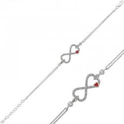 Gümüş Kalpli Sonsuzluk Bayan Bileklik Gümüş Kalpli Sonsuzluk Bayan Bileklik