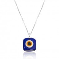 Gümüş Camgöz Kare Nazar Bayan Kolye Gümüş Camgöz Kare Nazar Bayan Kolye