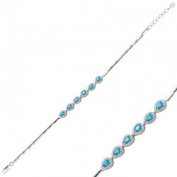 Gümüş Mavi Taşlı Su Yolu Bayan Bileklik