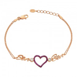 Gümüş Rose Kalpli Sen Ben Bayan Bileklik Gümüş Rose Kalpli Sen Ben Bayan Bileklik