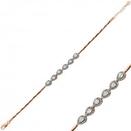 Gümüş Rose Elmas Montür Damla Bayan Bileklik Gümüş Rose Elmas Montür Damla Bayan Bileklik