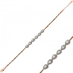 Gümüş Rose Elmas Montür Damla Bayan Bileklik Gümüş Rose Elmas Montür Damla Bayan Bileklik