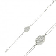 Gümüş Oval Beyaz Taşlı Bayan Bileklik Gümüş Oval Beyaz Taşlı Bayan Bileklik