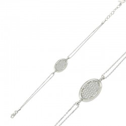 Gümüş Oval Beyaz Taşlı Bayan Bileklik Gümüş Oval Beyaz Taşlı Bayan Bileklik