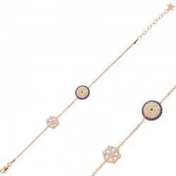 Gümüş Rose Nazarlı Kar Tanesi Bayan Bileklik