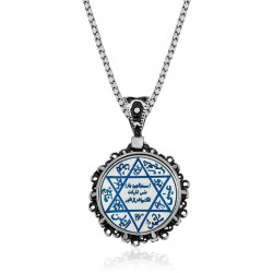 Gümüş Mavi Mineli Süleyman Mührü Kolye Gümüş Mavi Mineli Süleyman Mührü Kolye