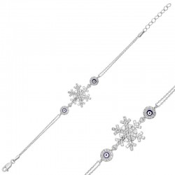 Gümüş Nazarlı Kar Tanesi Bayan Bileklik Gümüş Nazarlı Kar Tanesi Bayan Bileklik