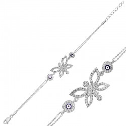 Gümüş Nazarlı Kelebek Bayan Bileklik Gümüş Nazarlı Kelebek Bayan Bileklik