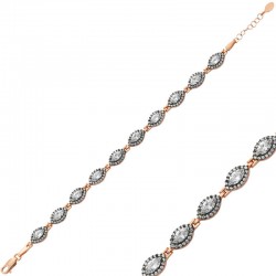 Gümüş Rose Taşlı Su Yolu Bayan Bileklik Gümüş Rose Taşlı Su Yolu Bayan Bileklik