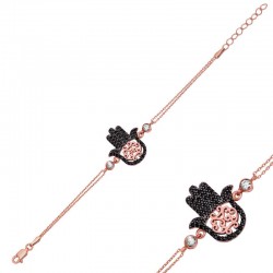 Gümüş Rose Siyah Taşlı Fatma Eli Bayan Bileklik Gümüş Rose Siyah Taşlı Fatma Eli Bayan Bileklik