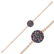 Gümüş Rose Renkli Taşlı Bayan Bileklik Gümüş Rose Renkli Taşlı Bayan Bileklik