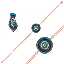 Gümüş Rose Dalgalı Nazar Bayan Bileklik Gümüş Rose Dalgalı Nazar Bayan Bileklik