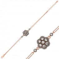 Gümüş Rose Elmas Montür Çiçek Bileklik Gümüş Rose Elmas Montür Çiçek Bileklik