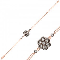 Gümüş Rose Elmas Montür Çiçek Bileklik Gümüş Rose Elmas Montür Çiçek Bileklik