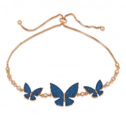 Gümüş Rose Lacivert Kelebek Asansör Bileklik Gümüş Rose Lacivert Kelebek Asansör Bileklik