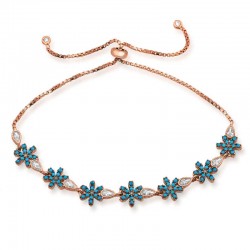 Gümüş Rose Asansörlü Mavi Çiçek Bileklik Gümüş Rose Asansörlü Mavi Çiçek Bileklik