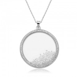 Gümüş Hareketli Taşlı Plaka Kolye Gümüş Hareketli Taşlı Plaka Kolye